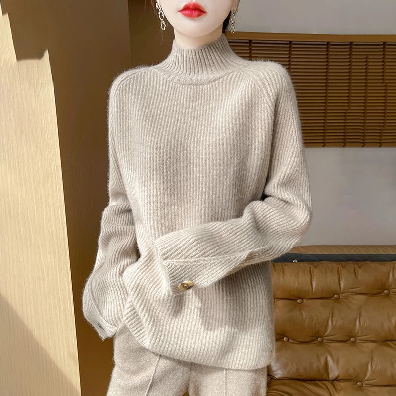 潮牌时尚2025年秋季通勤高领羊毛衫秋冬冬季毛衣打底衫休闲淑女