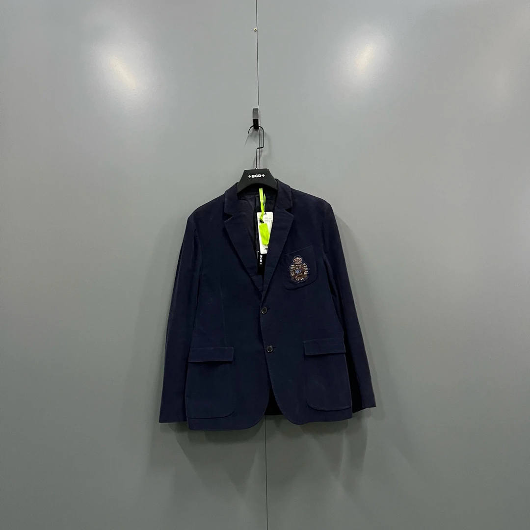 99新 GUCCI/古驰 (ll) 藏蓝色徽章贴标西服 50码/608115