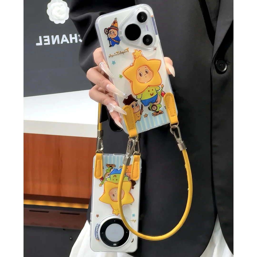 雅天立星星人支架适用苹果16/17/15挂绳手机壳华为vivo小米15oppo