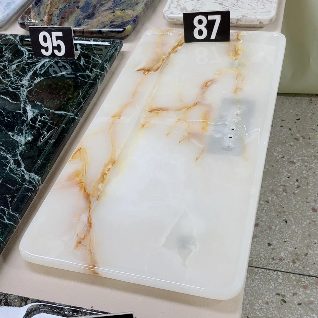 天然奢石黄晶玉茶盘60*30