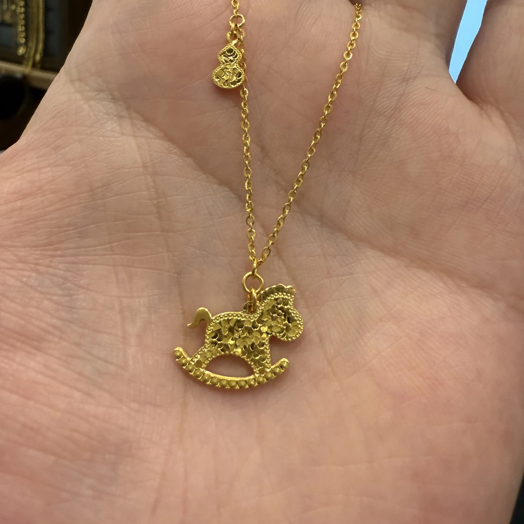 足金工艺小马一体项链