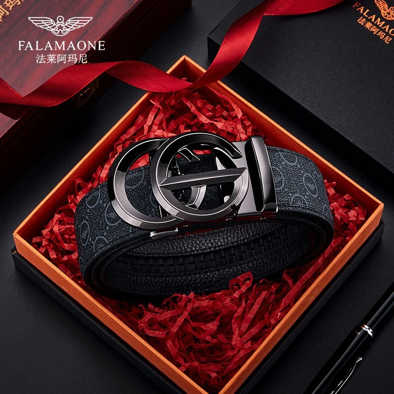 法莱阿玛尼男真皮皮带百搭裤腰带纯牛皮名牌男士腰带休闲高档潮流