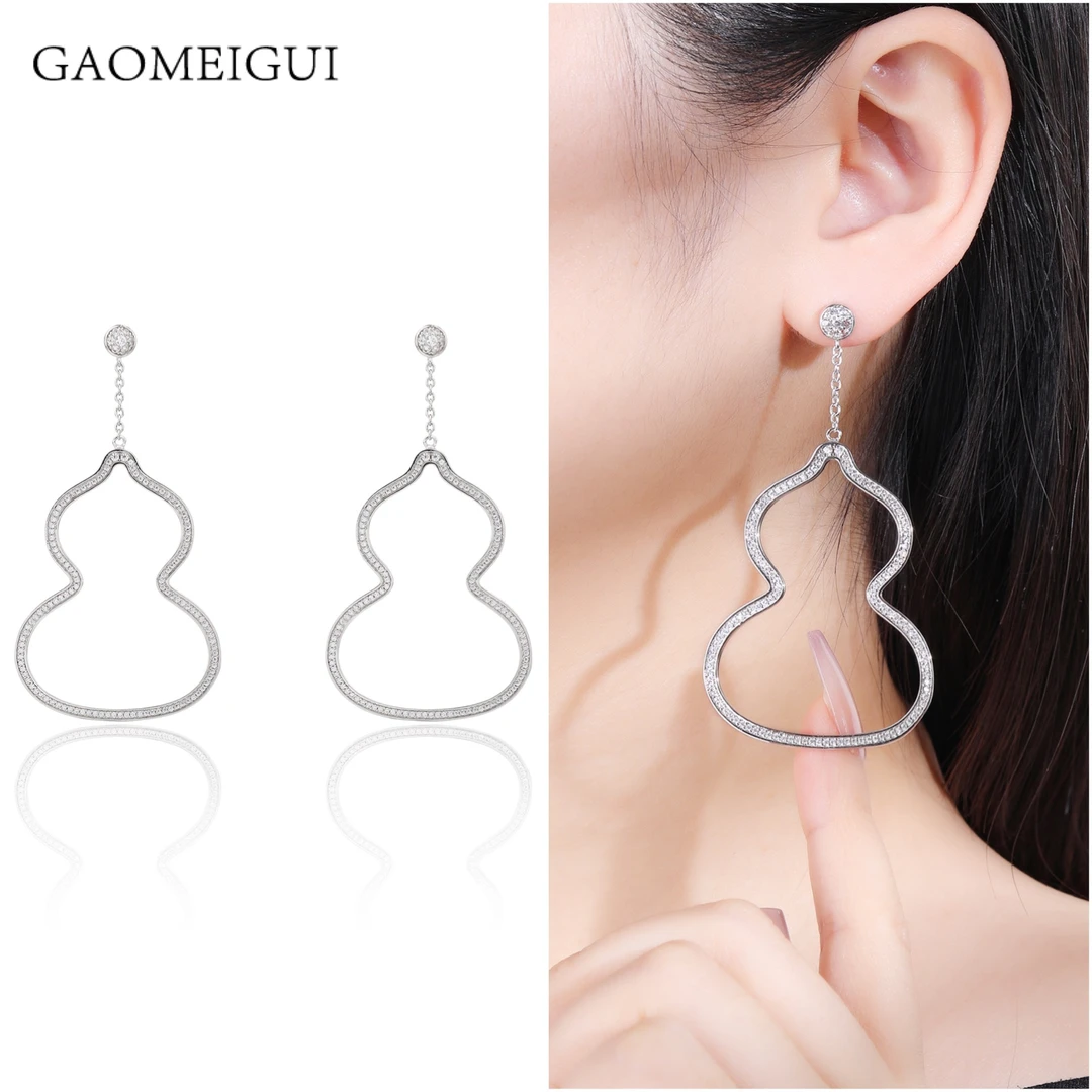 合金合成锆石耳饰 GAOMEIGUI品牌 葫芦高定高奢葫芦耳环G1006