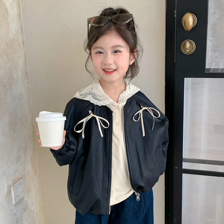 女童皮衣外套韩版洋气2025新款儿童女宝时髦酷飒潮流休闲秋季上衣