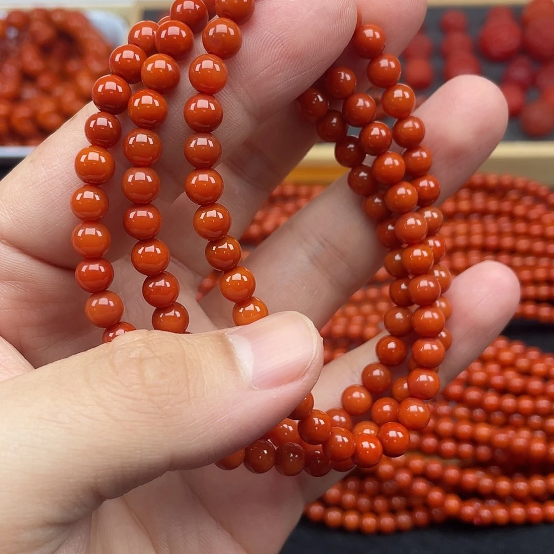 南红玛瑙1号瓦西柿子红卡6长链未镶嵌