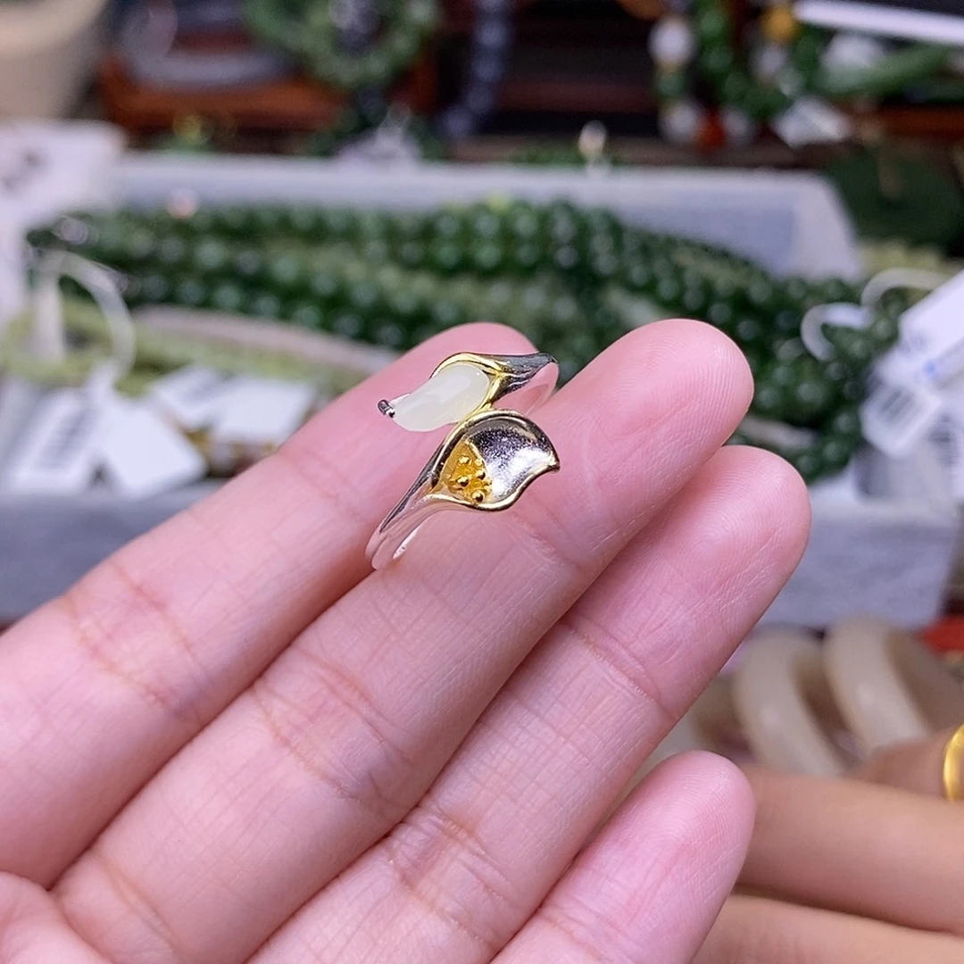 和田玉925.银清货价戒指未镶嵌