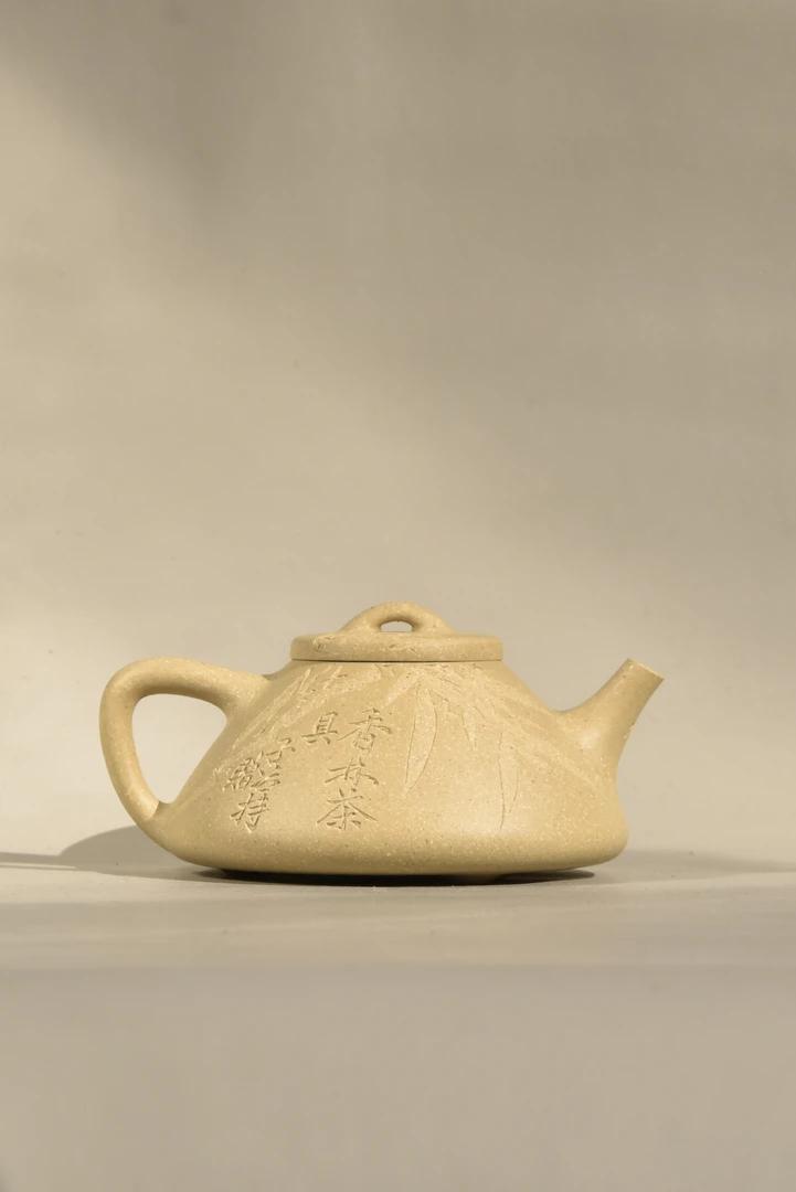 子冶石瓢200ml，宝山墨绿泥0添加，骨肉均亭泥型工刻面面俱到