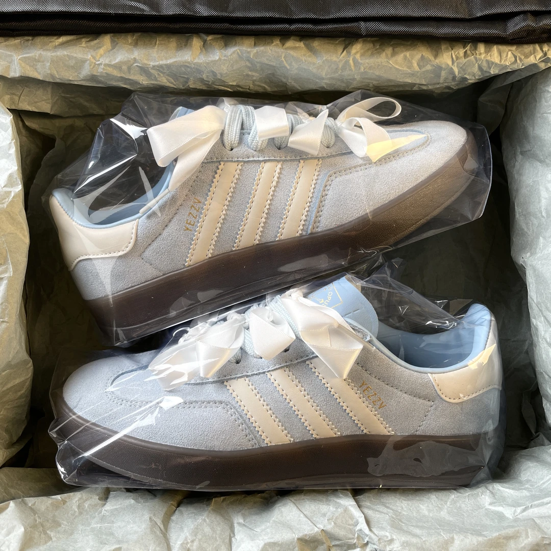 系带蝴蝶结三杠德训鞋女款运动复古夏季2025新款透气休闲百搭板鞋