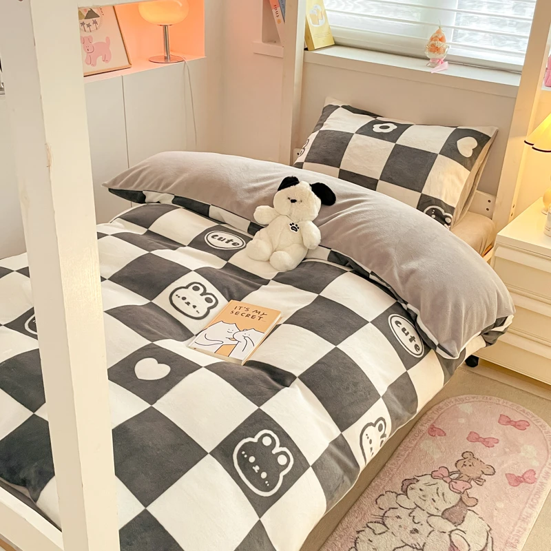 乔伊波伊2024宿舍秋冬季学生宿舍加厚保暖牛奶绒三件套单人被套被