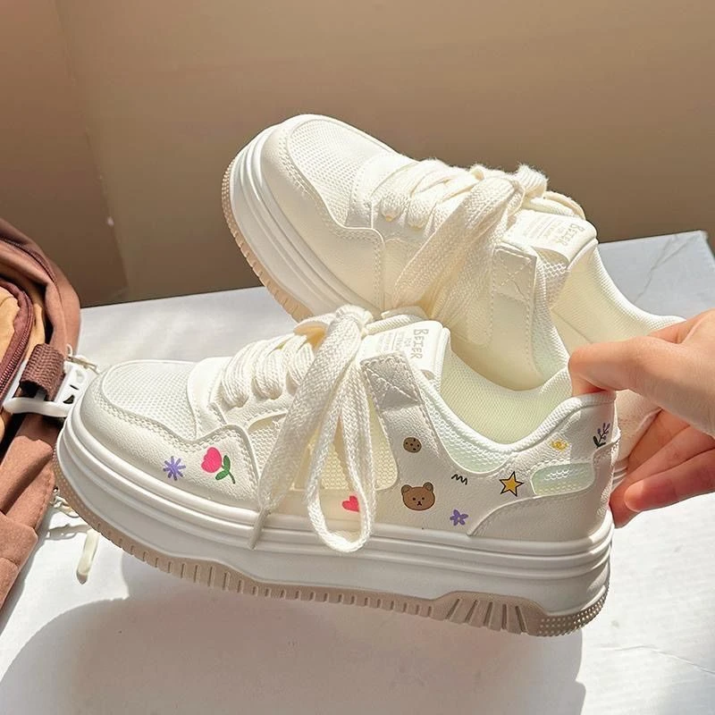 透气小白鞋女夏季新款薄款网面网鞋2024新款配裙子鞋子女厚底板鞋