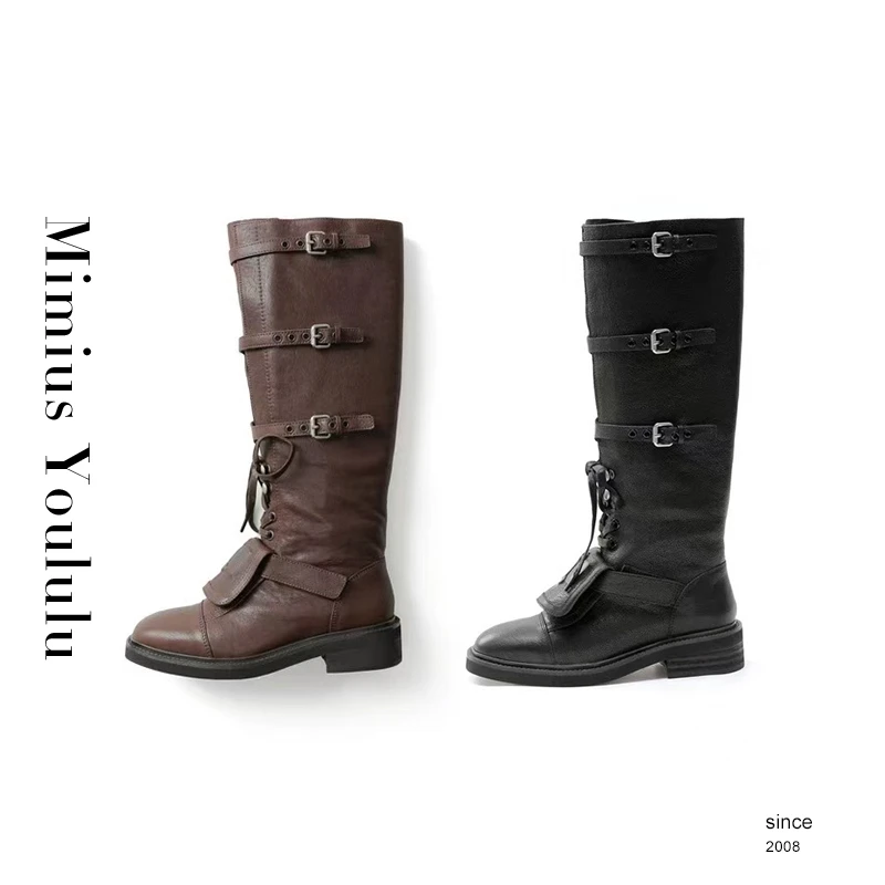 【mimius】七25早秋复古巴恩风一脚蹬骑士长筒靴(跟高4.5cm)WG07312