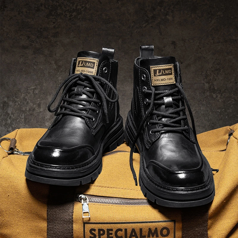 马丁靴男款爆款2025新款正品高帮厚底时尚潮流韩版休闲小众潮流鞋