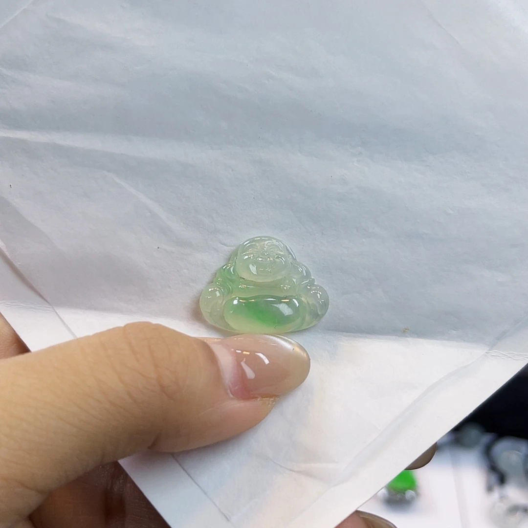 裸石翡翠XG008冰飘绿佛公11