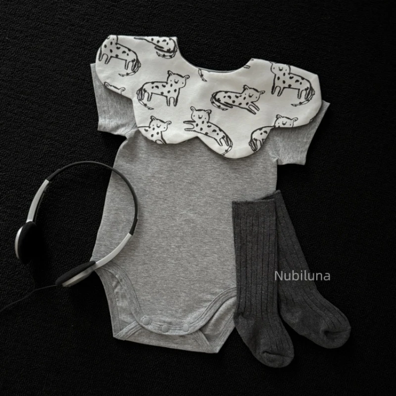 冰薄丝语｜Nubiluna夏季凉感婴儿包屁衣纯色百搭ins短袖三角哈衣