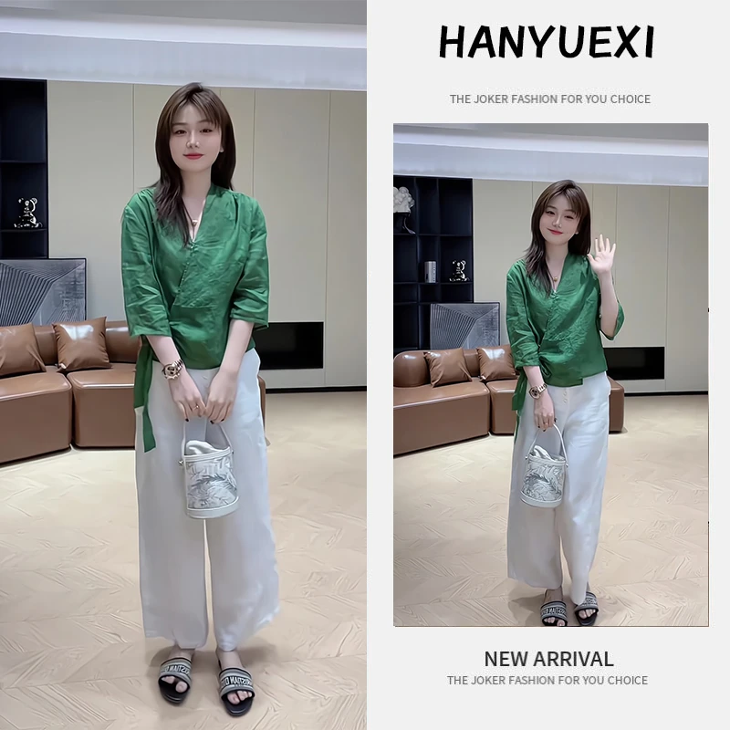 夏季一整套女装2025年新款韩版减龄显瘦气质长袖上衣休闲裤两件套