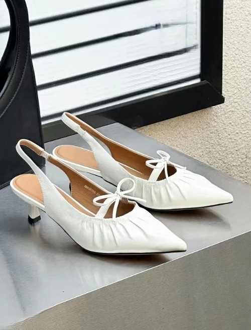 牛皮女鞋2025夏季新款时装浅尖头中跟包头凉鞋货号号N54码36~40号