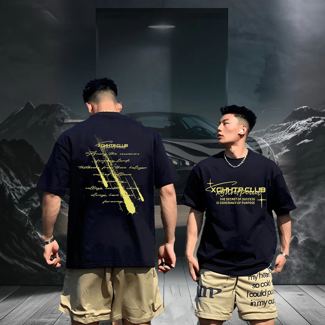 夏季新款纯棉设计款短袖T恤男半袖潮流时尚休闲印花百搭款上衣男t