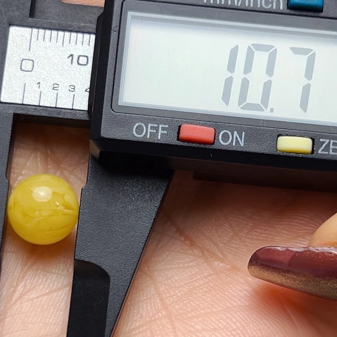 蜜蜡裸石未镶嵌早**难10.7mm单珠