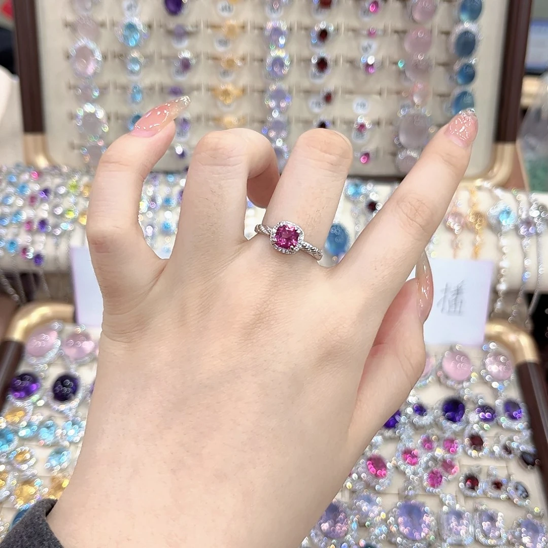 烟晶戒指银S925镶嵌