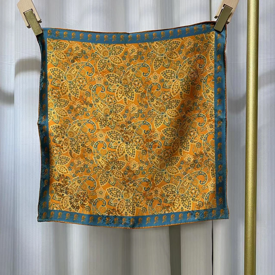 香云纱53cm方巾非遗花罗工艺透气100%桑蚕丝复古女士时尚百搭丝巾