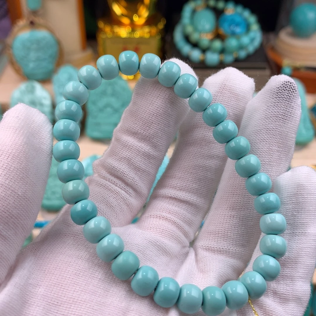 绿松石未镶嵌老型手串卡7.5