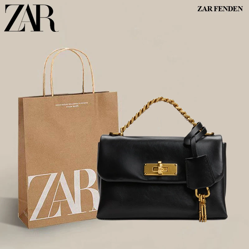 ZAR FENDEN女包2025新款高级感软面单肩斜挎包轻奢链条手提小方包