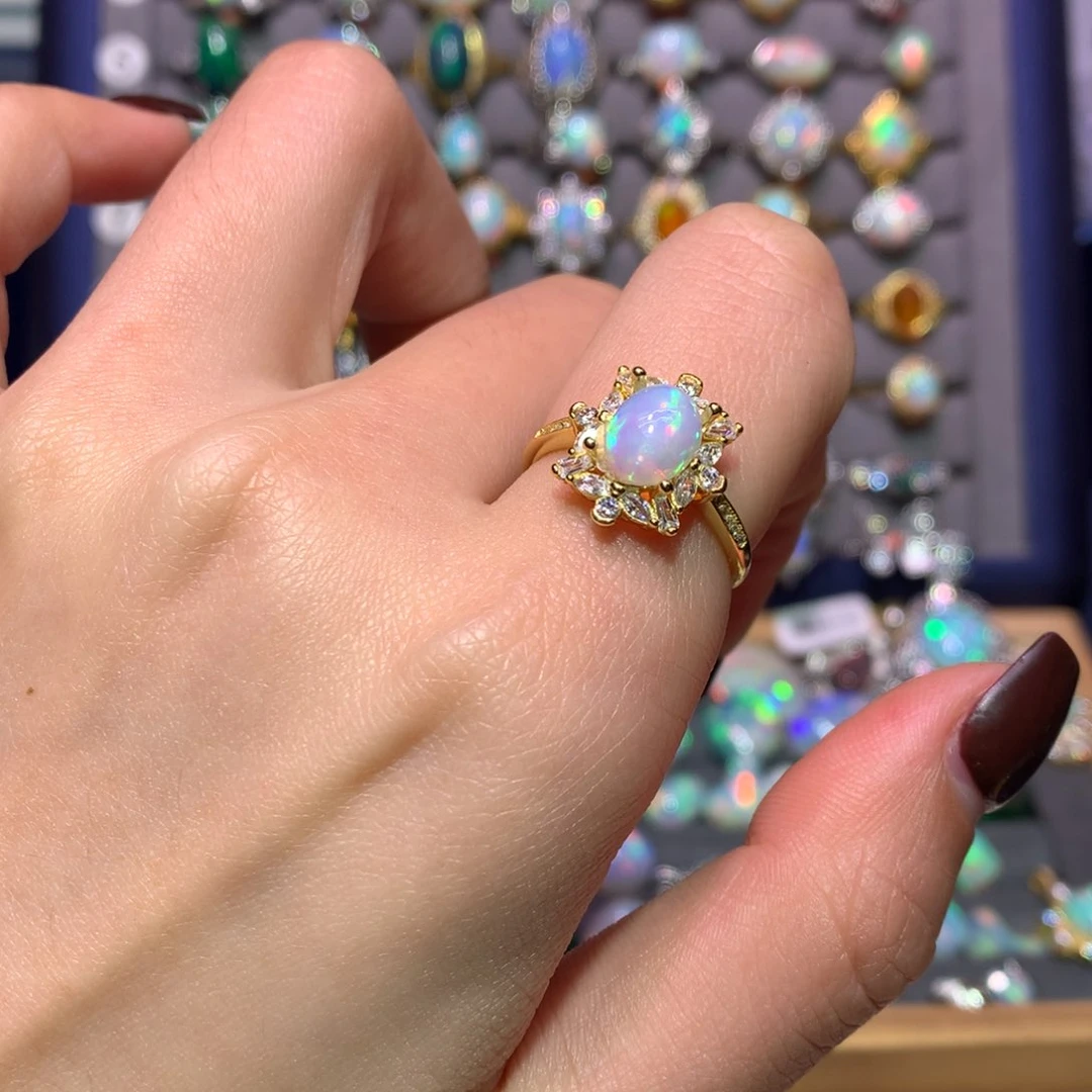 银S925镀金镶嵌欧泊戒指款式