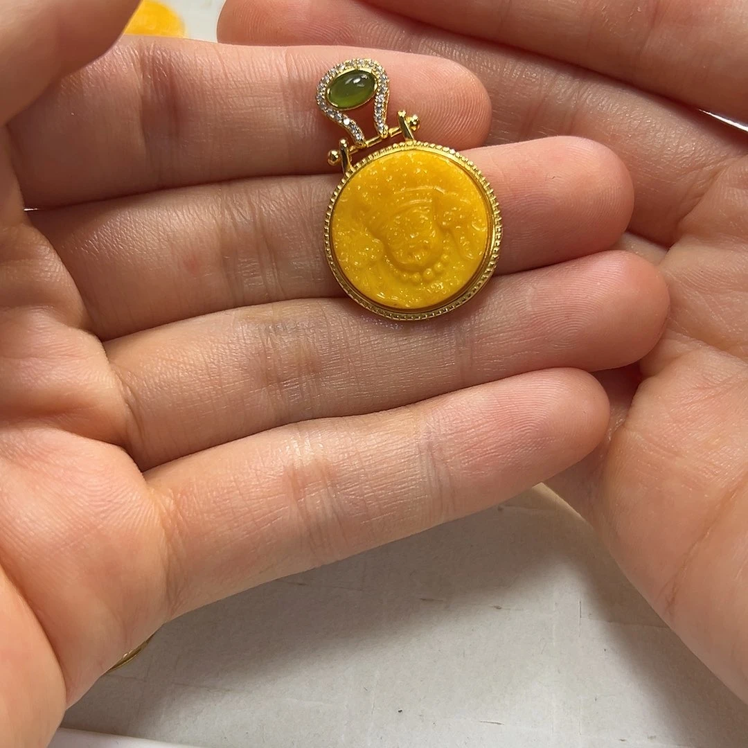 琥珀颈饰银S925镶嵌芊*