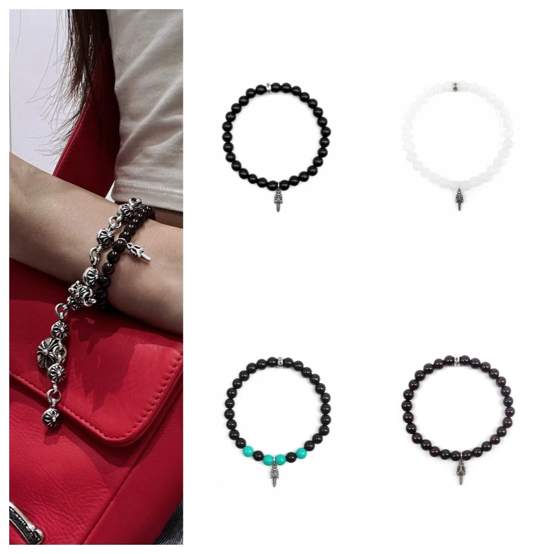 合金手链 Chrome Hearts 克罗心 6mm二银宝剑吊坠手链 手串