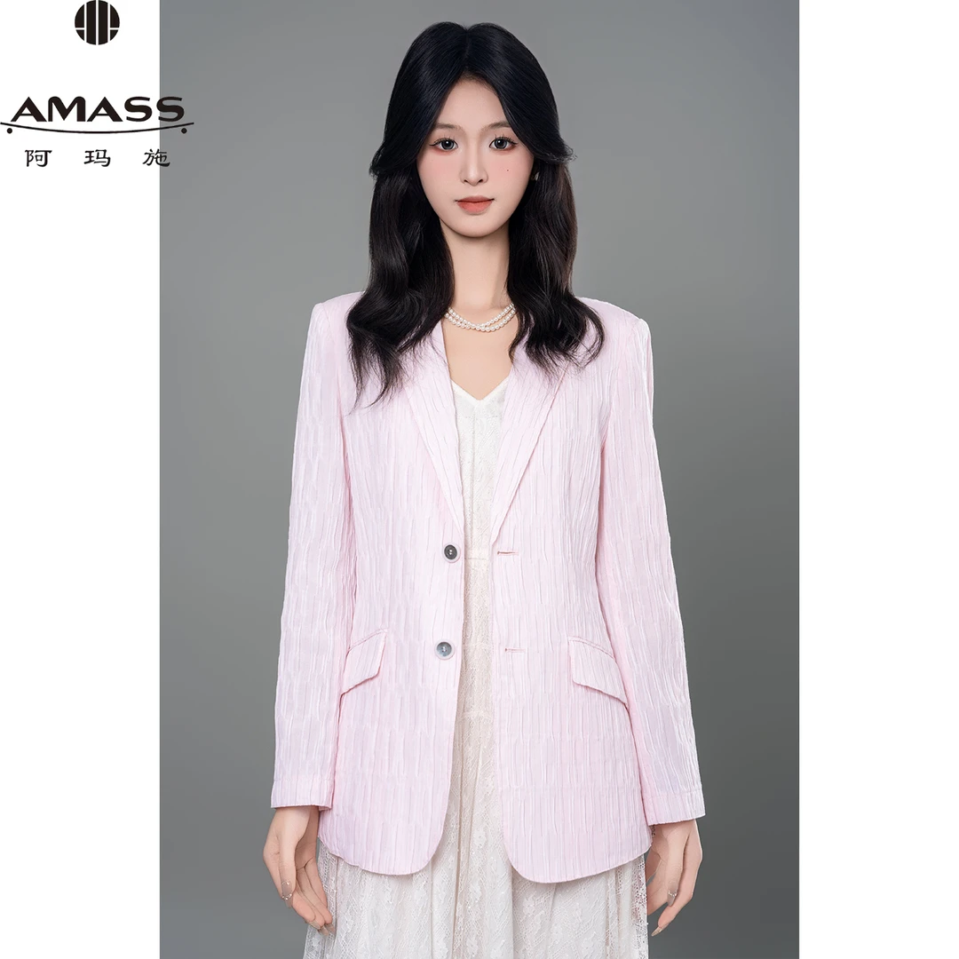 AMASS/阿玛施春夏新款气质轻职风设计薄款单排扣西装外套 5400823