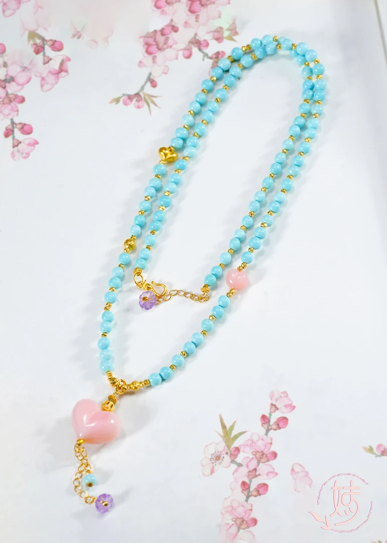 【婧婧精选】 藏品 · 18K金原矿绿松石DIY项链 约3MM+ 多样性发