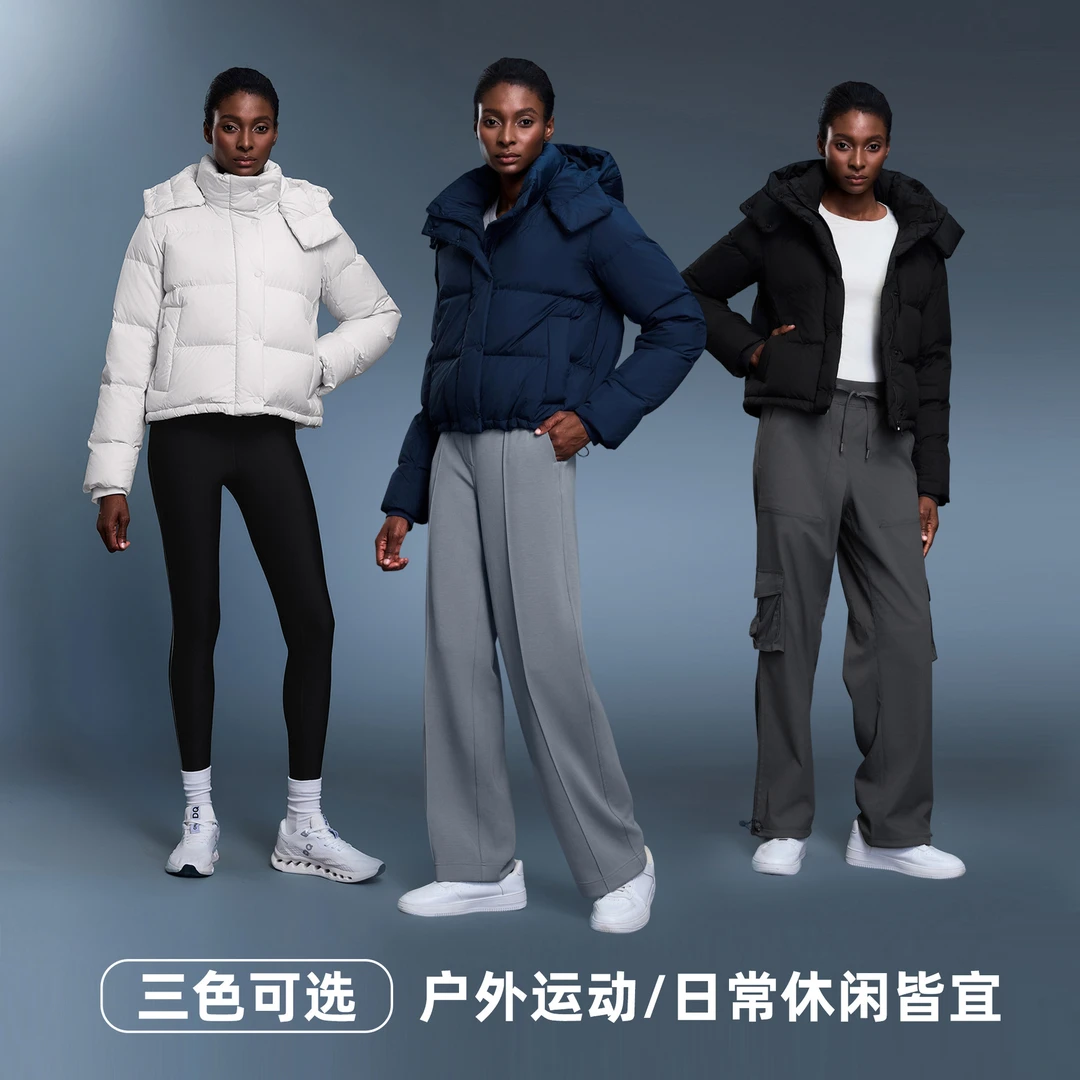 四格泡芙羽绒服90白鸭绒冬季可拆连帽加厚保暖宽松时尚外套D25142