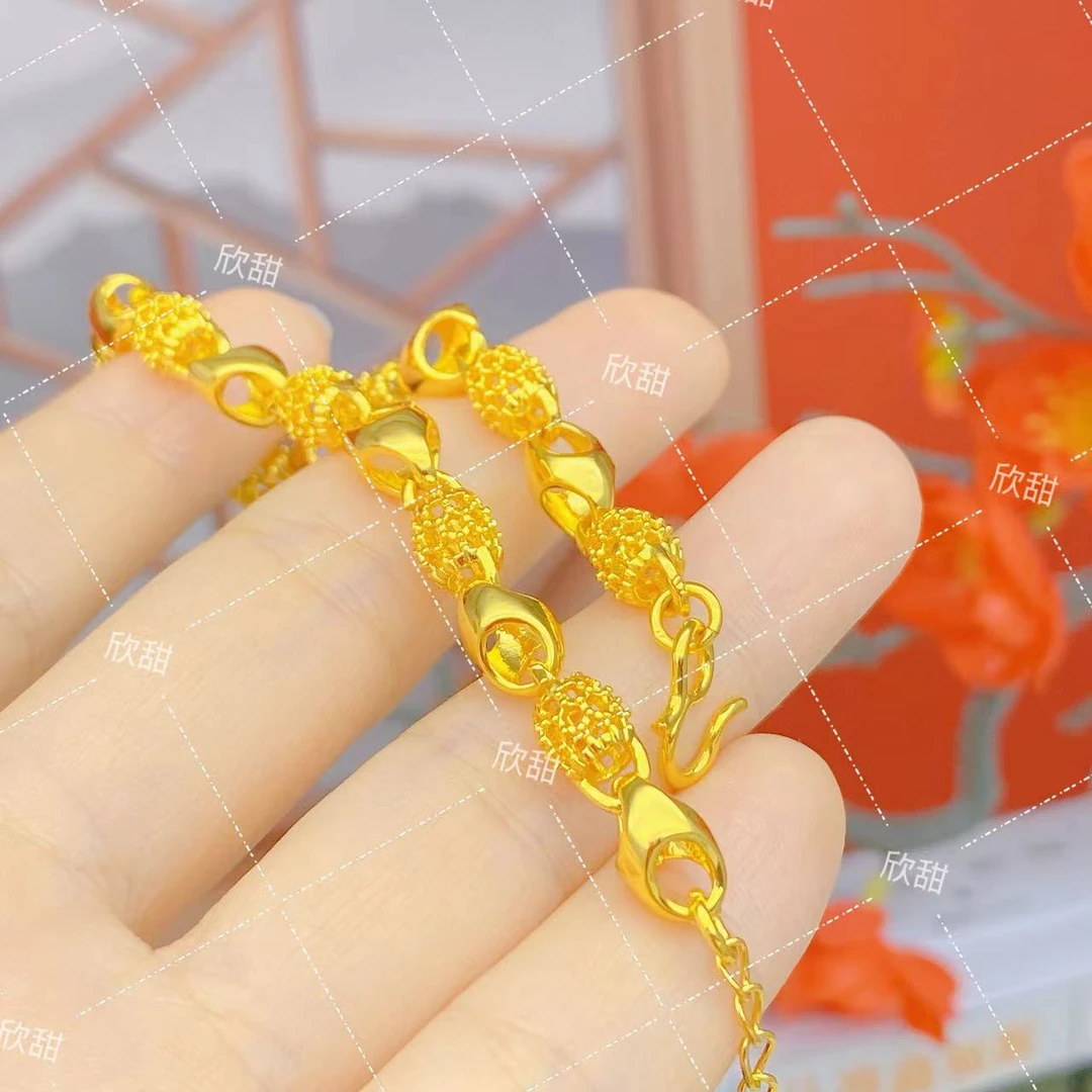 铜合金手链 鑫新款镂空转运珠女士百搭手链环环相扣经典手环 0007