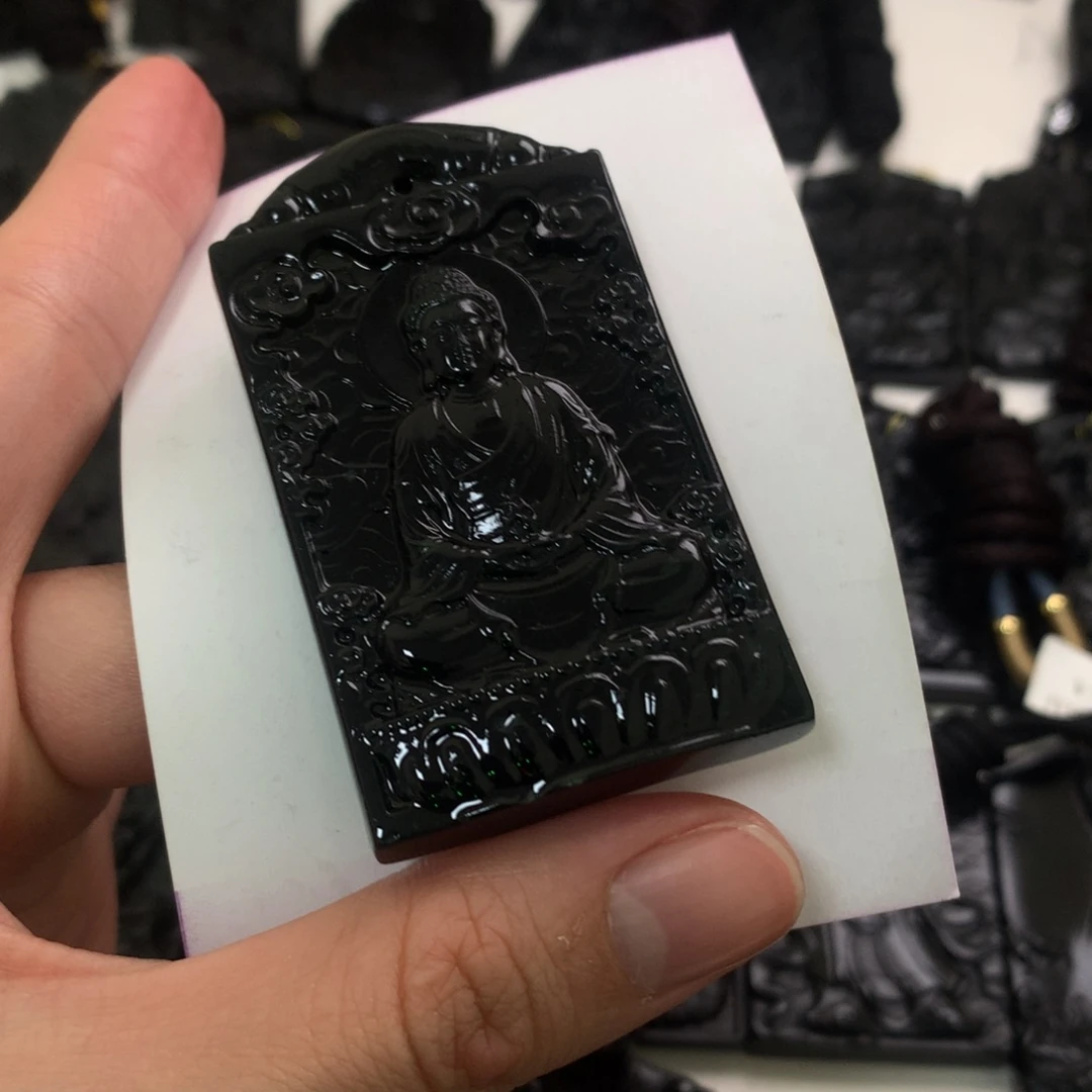 天然缅甸a货钢琴黑挂件