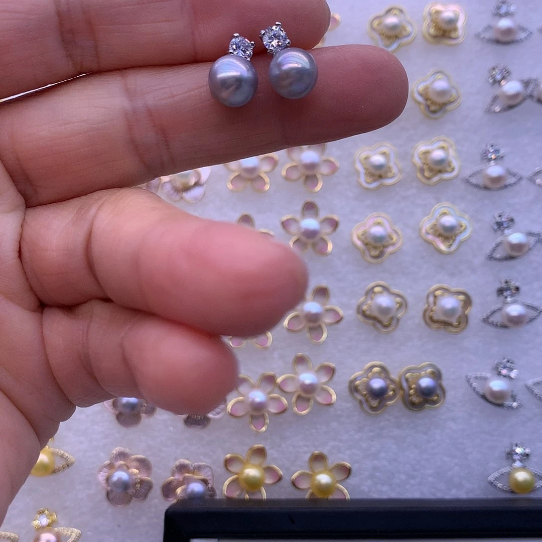 淡水珍珠耳饰合金