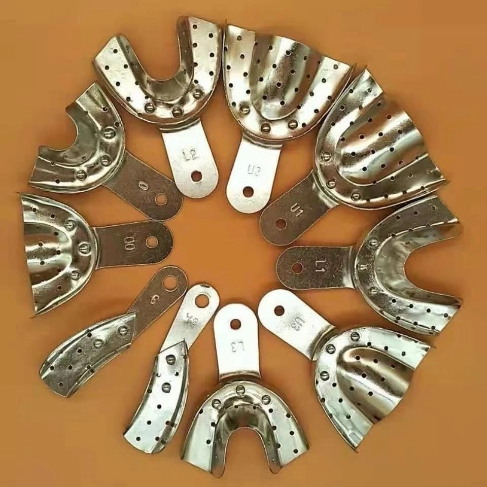 牙科铝牙托齿科牙模托盘印模有孔取模铝牙托无孔可高温包邮