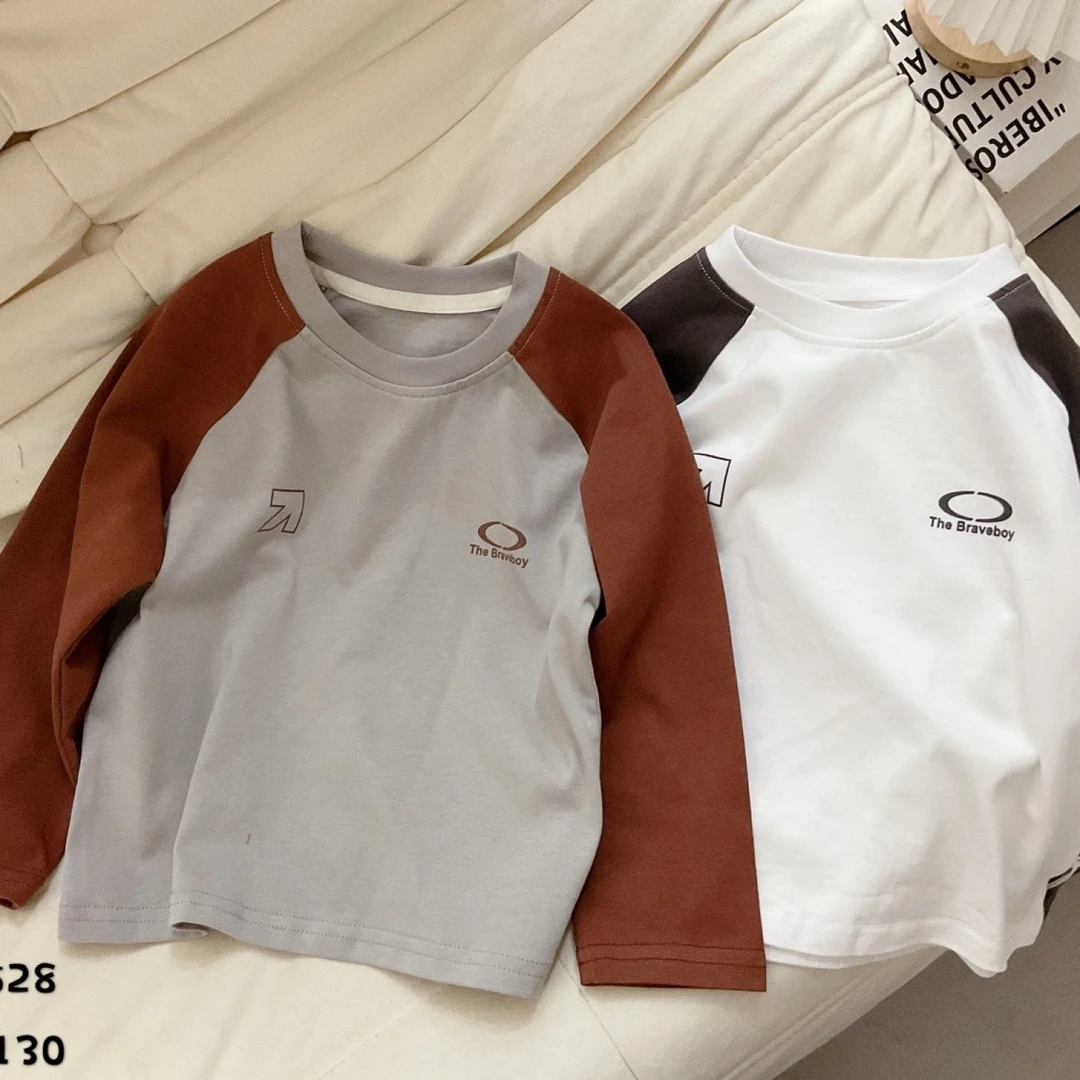 E2-3。528韩版圆领男卫衣T恤童装小童长袖休闲风上衣高领抗起球