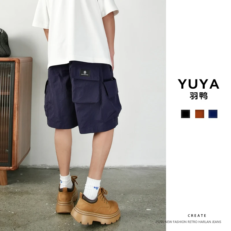 男士夏季休闲工装裤短裤休闲裤百搭日系运动宽松多口袋工装裤男款