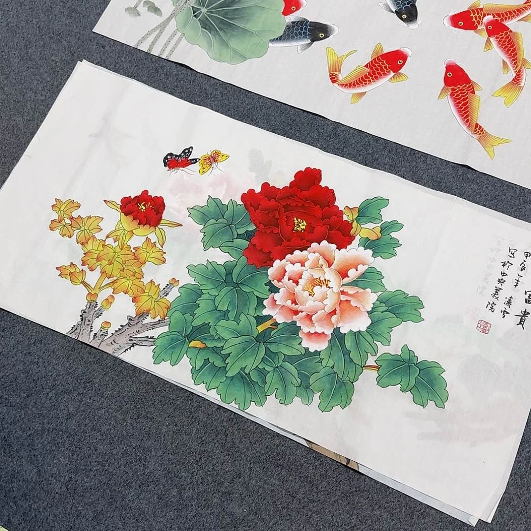 国画尺寸50X100手绘作品