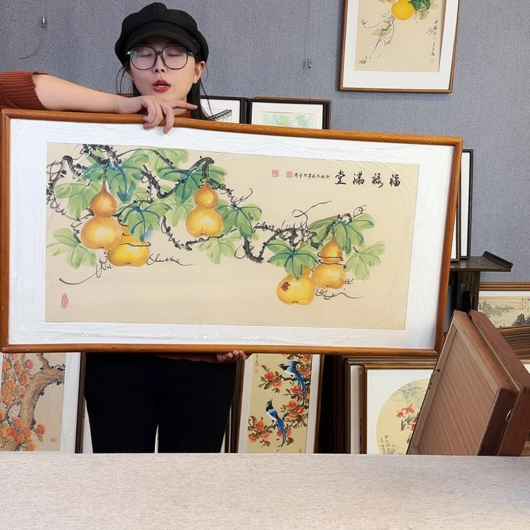 国画手绘带框尺寸：53*103