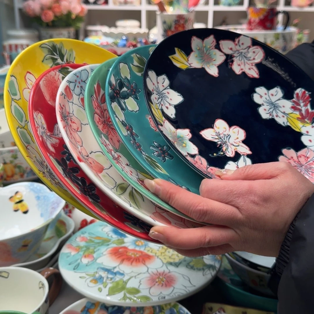 陶瓷如*8.25英寸延喜经典浅盘6只，各一色