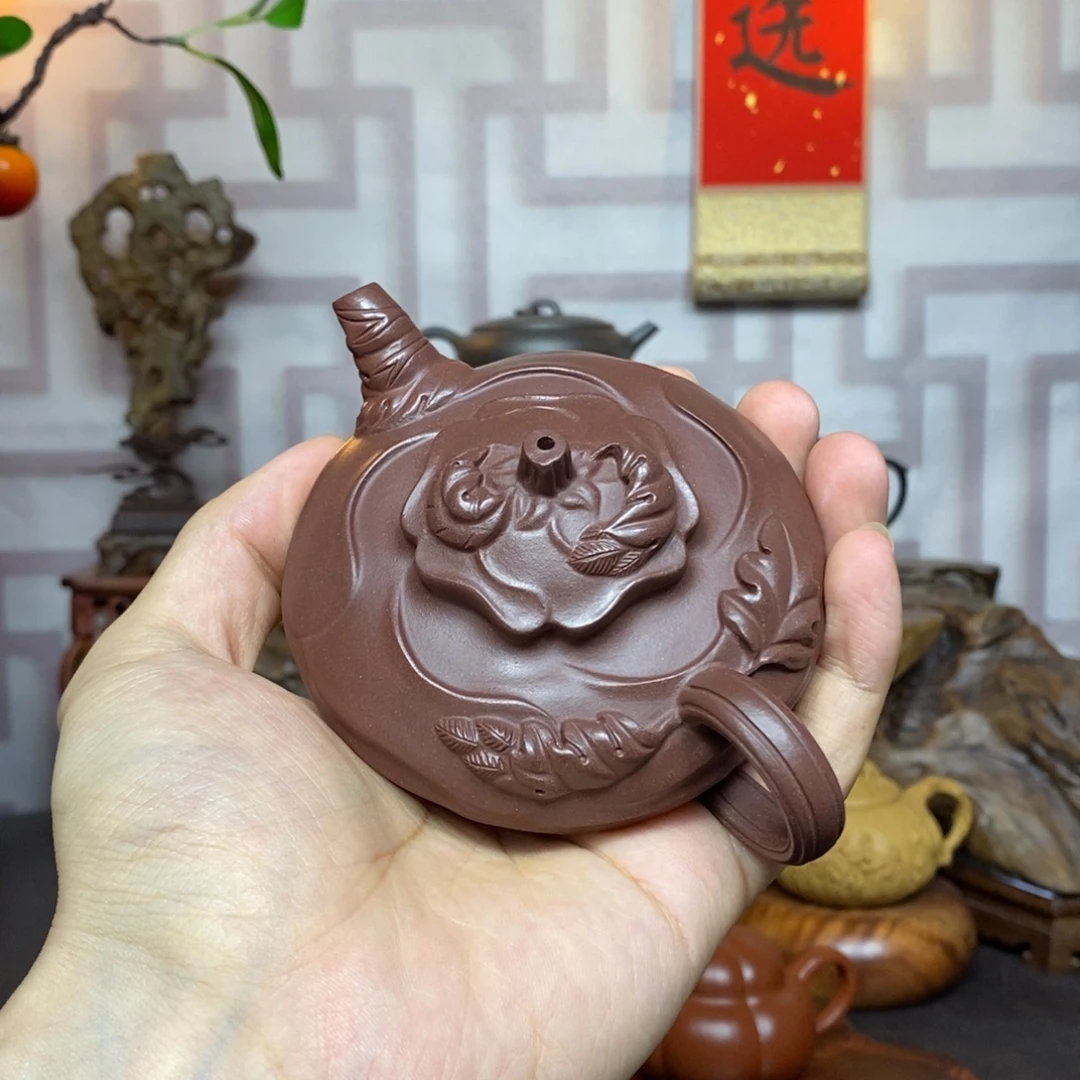 紫砂茶壶紫砂茶具紫泥风卷葵