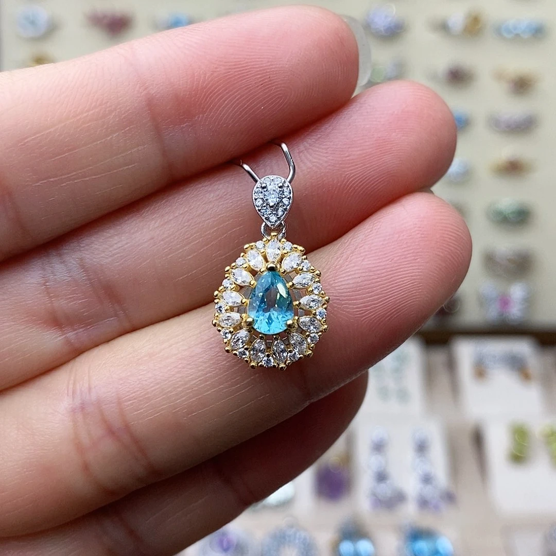 磷灰石吊坠（不含链）银S925镶嵌需要证书备注