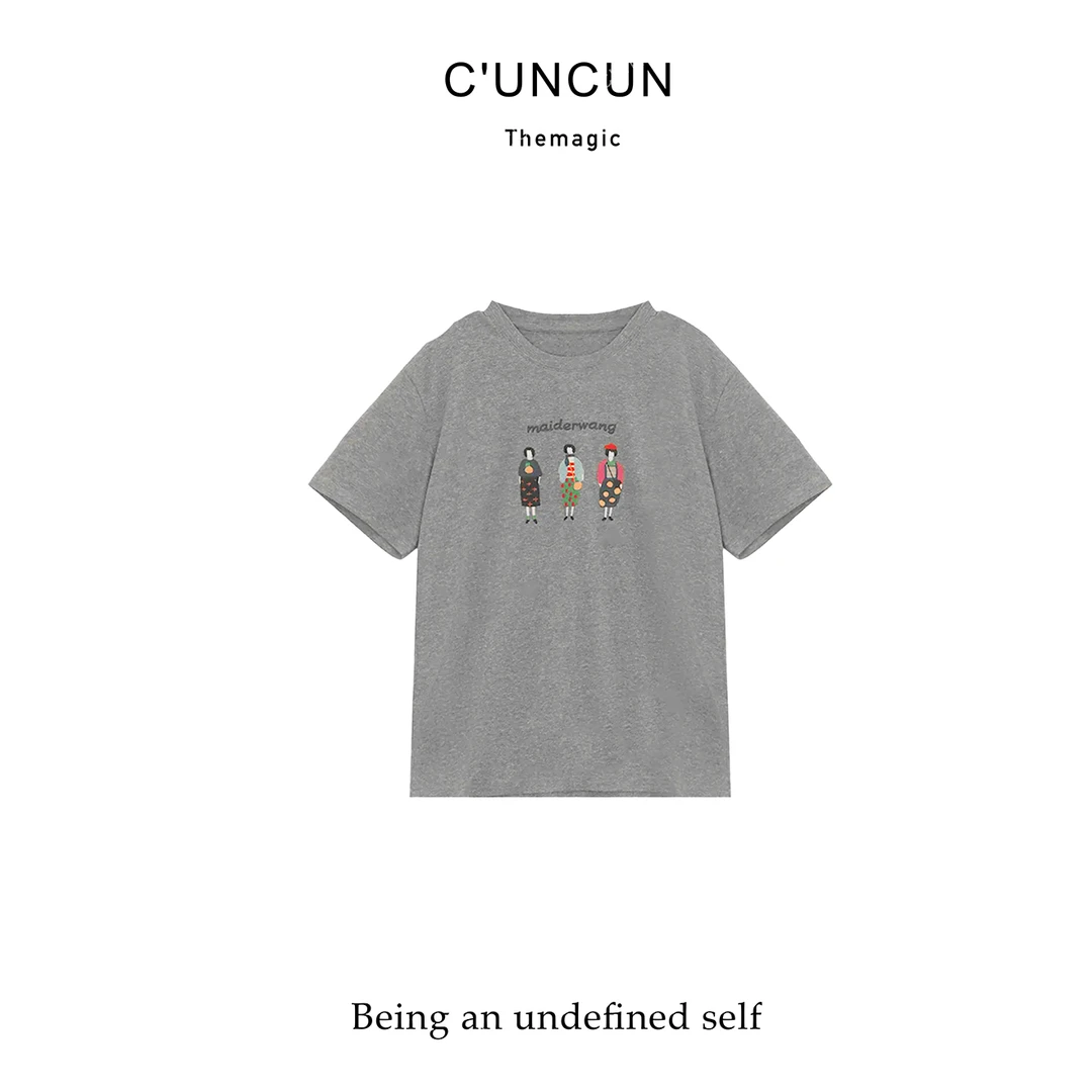 【村村CUNCUN】2025春夏新款立体重工刺绣雪花纹理柔软品质短袖T恤