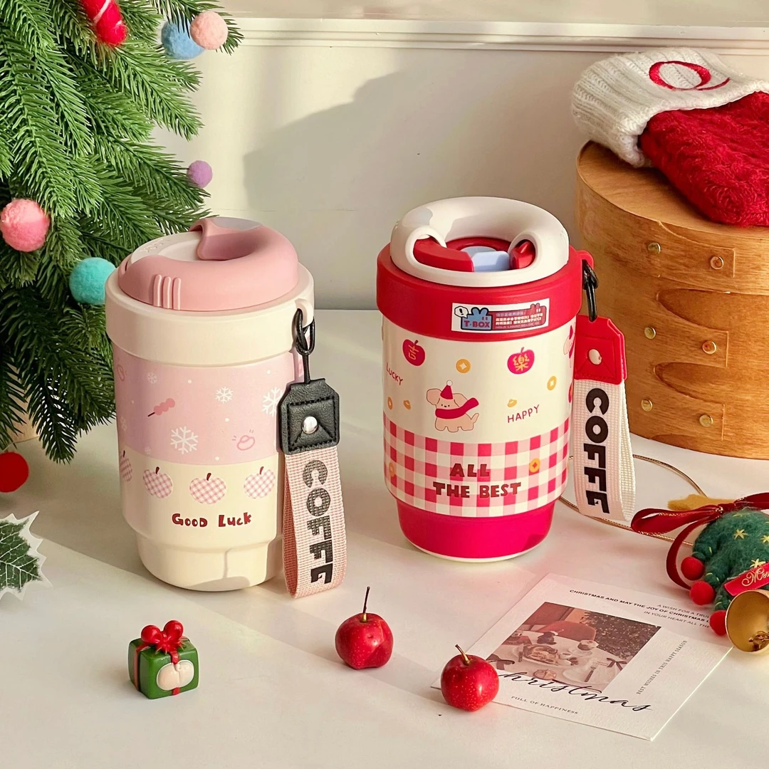 新款316不锈钢陶瓷保温杯国潮双饮可爱水杯子学生便携防摔大容量