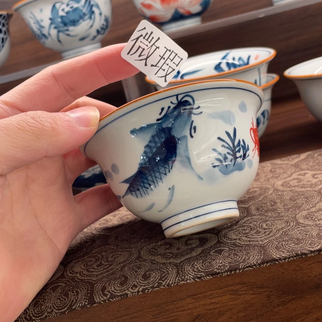 釉下手绘茶具微瑕