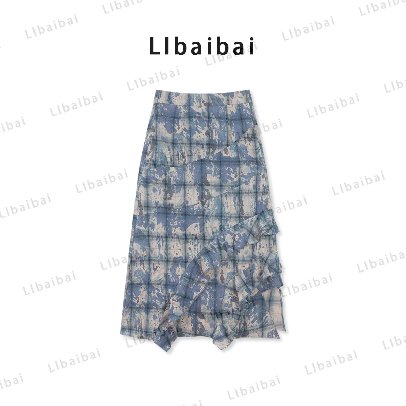 【LIbaibai】早秋新款2025年高腰显瘦半身裙BB-2586