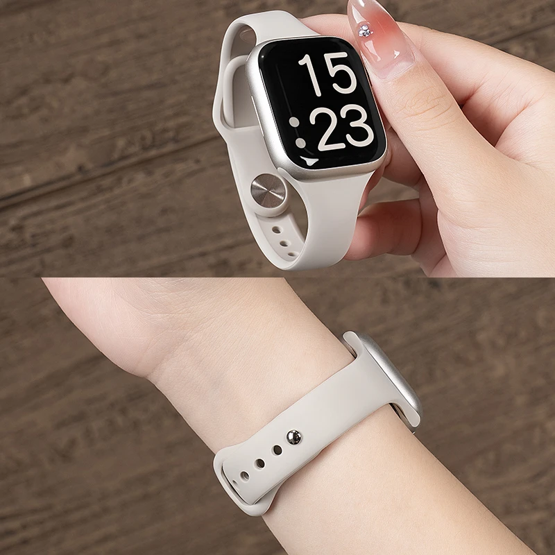 适用applewatch10表带iwatch9苹果S10手表SE8/7小蛮腰硅胶6新款女
