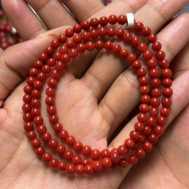 未镶嵌手串南红玛瑙锦红多圈 约4.5mm+ 高阶毕业