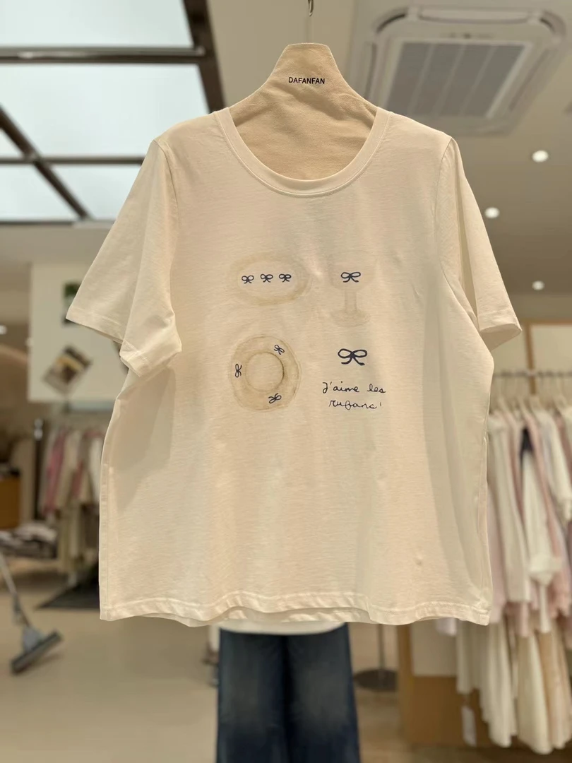 DFF定制款纯棉休闲宽松夏季甜甜圈印花短袖294